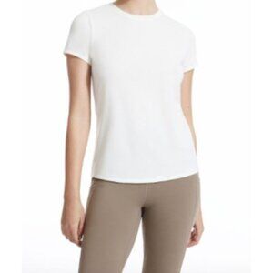 YogaWorks Womens Performance Tee White Short Sleeve Top M
